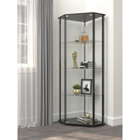 Coaster Furniture 953234 Glass Shelf Curio Cabinet Clear and Black